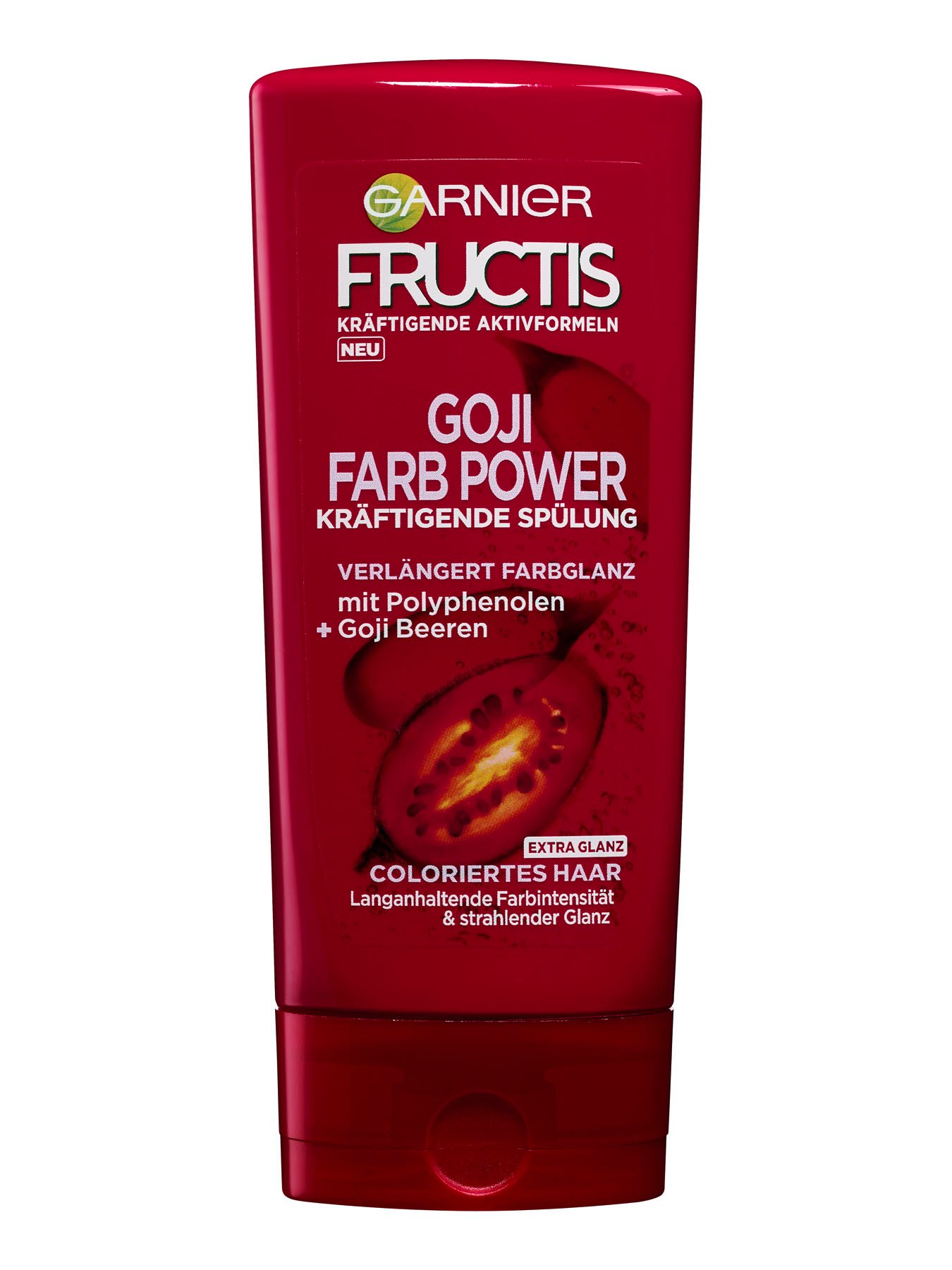 Kraeftigende-Spuelung-Fructis-Goji-Farb-Power-200ml-Vorderseite-Garnier-Deutschland-gross